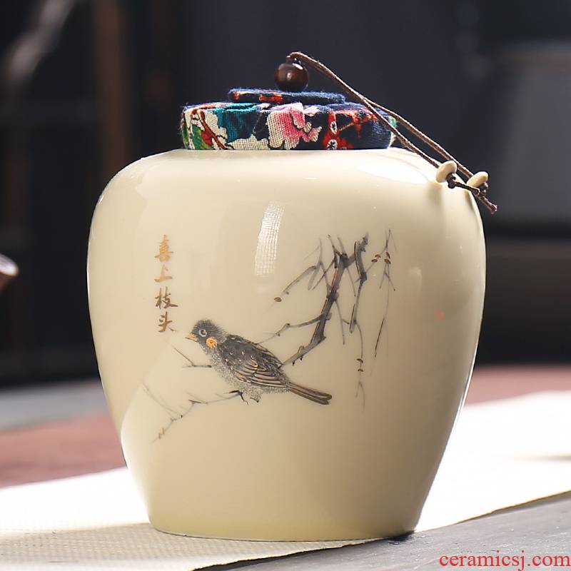 Retro ceramic tea pot large seal pot home storage tanks half jins to black tea tea packaging customization