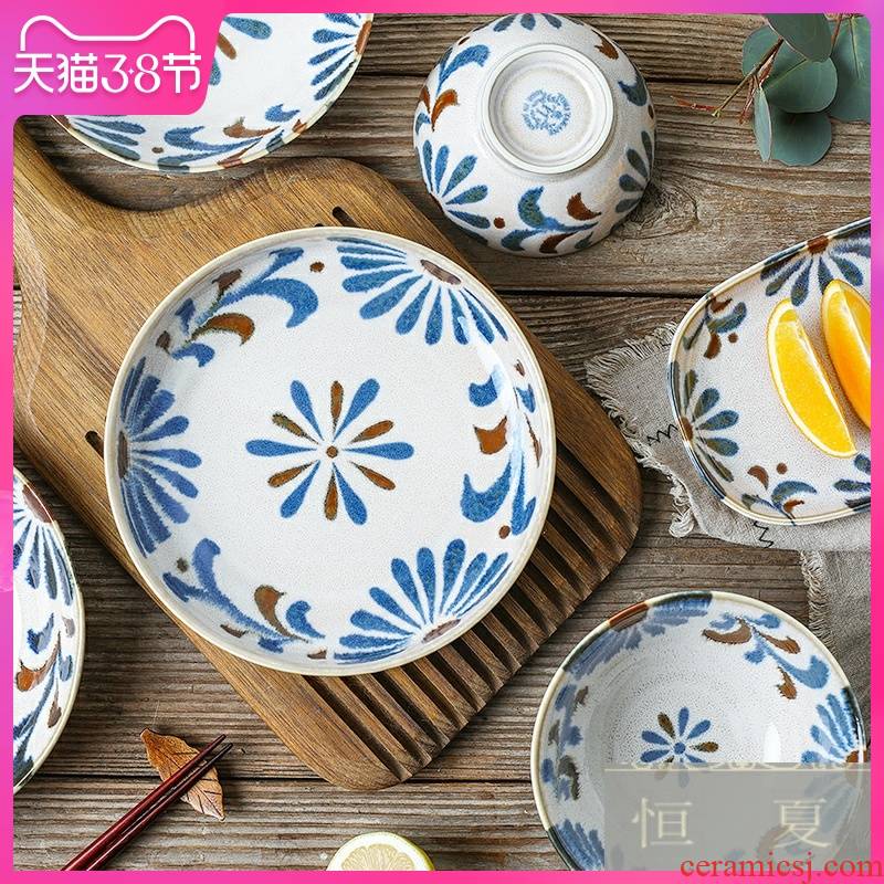 Love make Japanese ceramics tableware in Japanese and wind hand - made flowers small bowl of rice bowl dish lead - free Okinawa flowers home