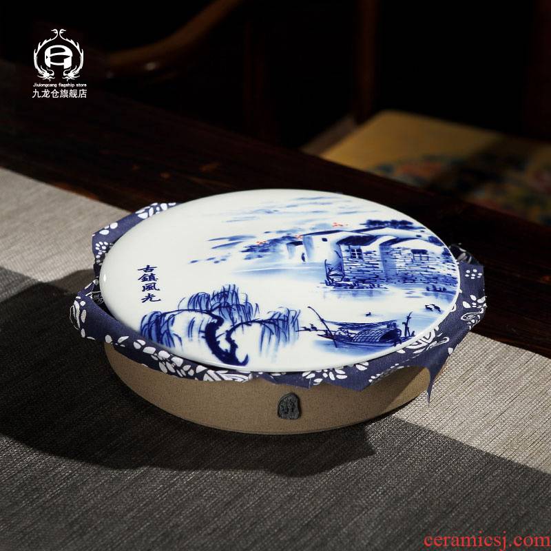 DH jingdezhen ceramic tea pot large puer tea cake tin with common seal POTS and POTS