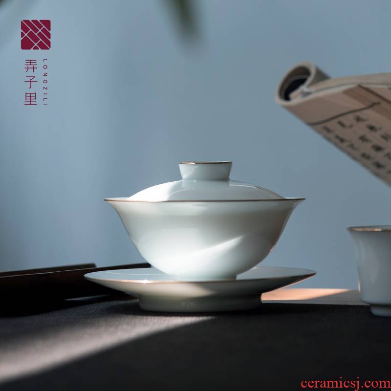 Made in jingdezhen kung fu tea set manually up phnom penh oolong tea bowl white porcelain three tureen tea cups single CPU