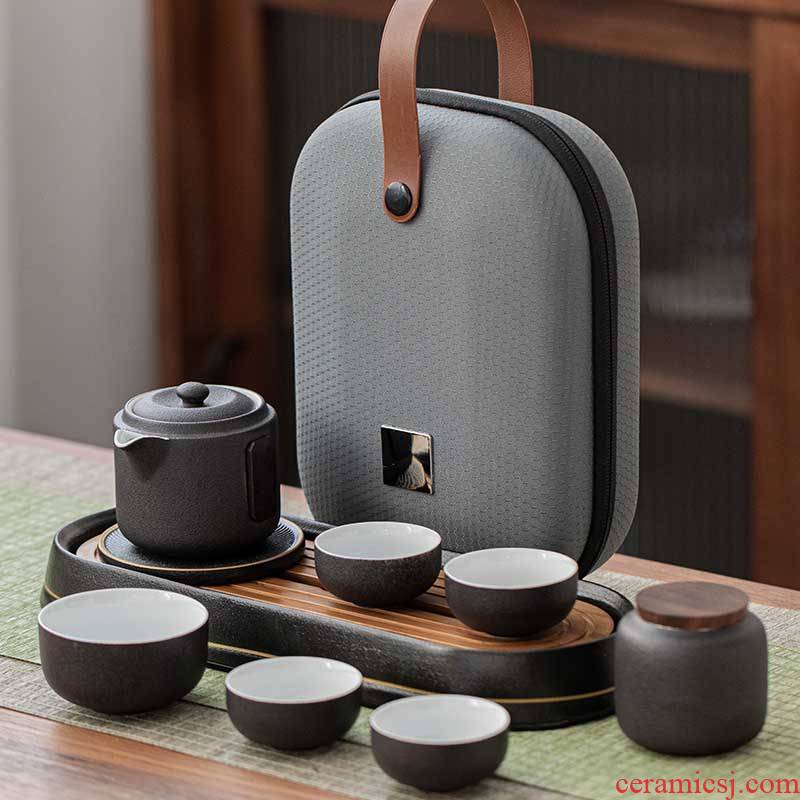 Porcelain easy travel heng tong kung fu tea sets, small household is suing portable bag type crack a pot of two cups of tourism