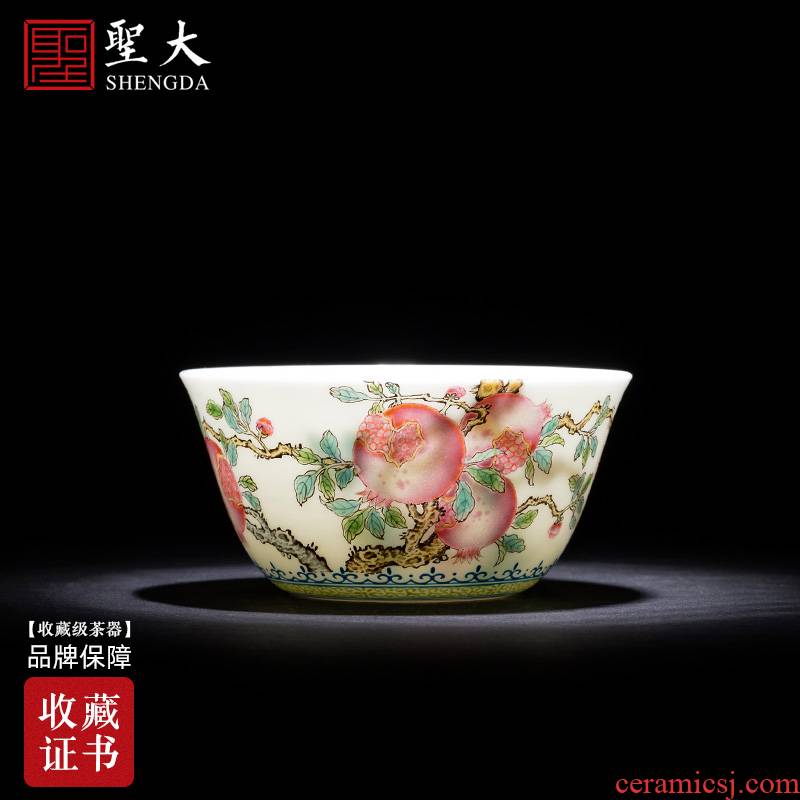 Santa teacups hand - made ceramic kungfu pastel pomegranate cylinder cup master cup sample tea cup all hand of jingdezhen tea service