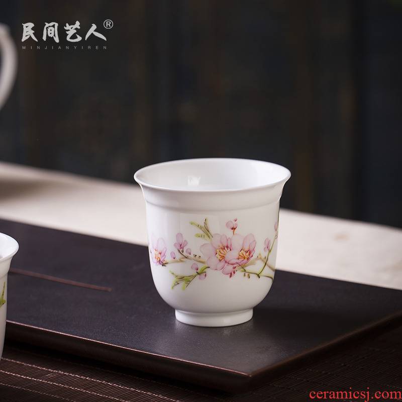Jingdezhen ceramic hand - made pastel sample tea cup large kung fu tea master cup personal cup single cup by hand