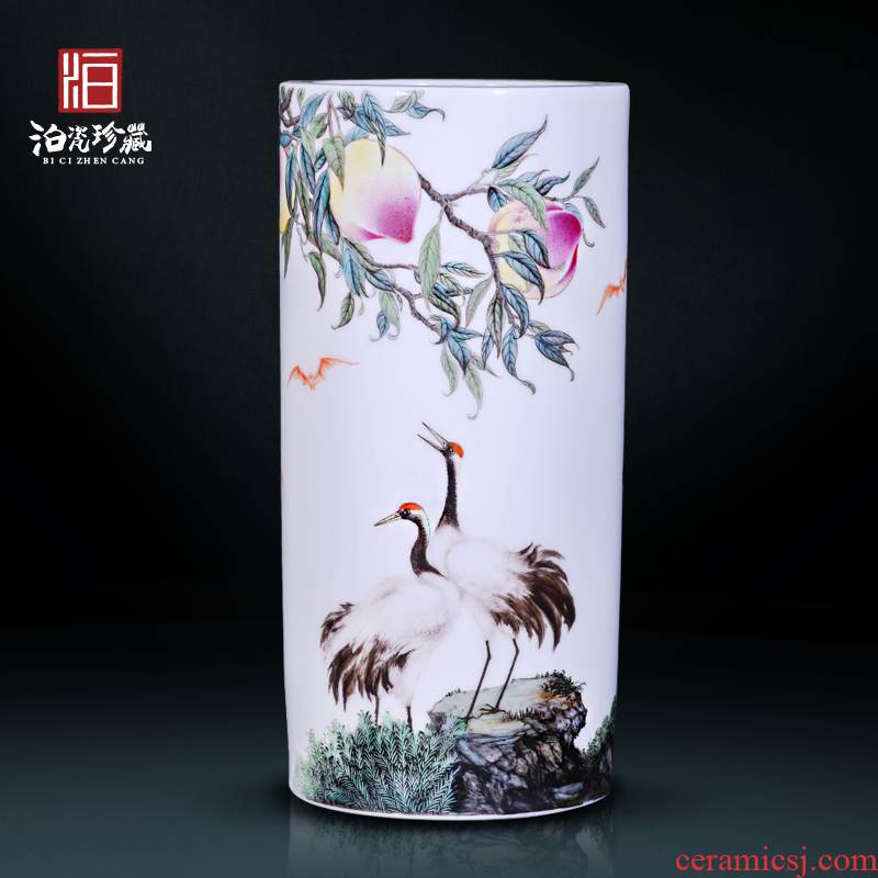The Master of jingdezhen ceramics hand - made pine crane decoration new sitting room of Chinese style household vase collection furnishing articles
