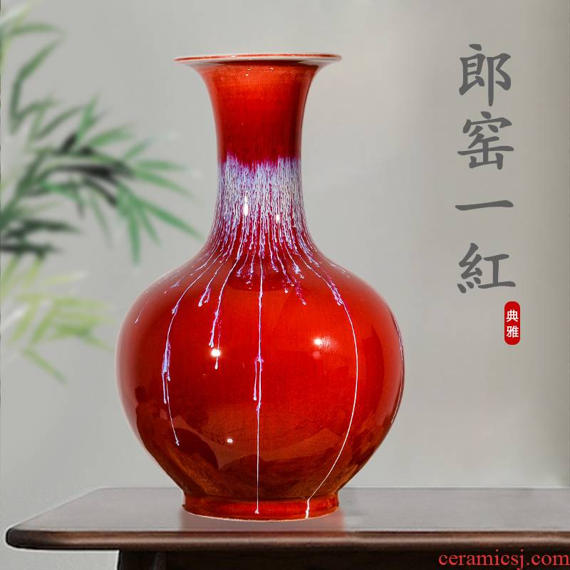 Jingdezhen ceramics up with ruby red insert decorative vase sitting room of Chinese style household crafts are rich ancient frame collection