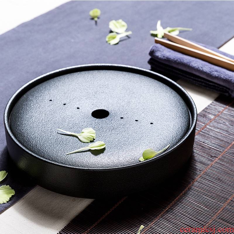 Coarse pottery small ceramic mini storage ground dry plate of household kung fu tea tea table round pot a pot of tea sea