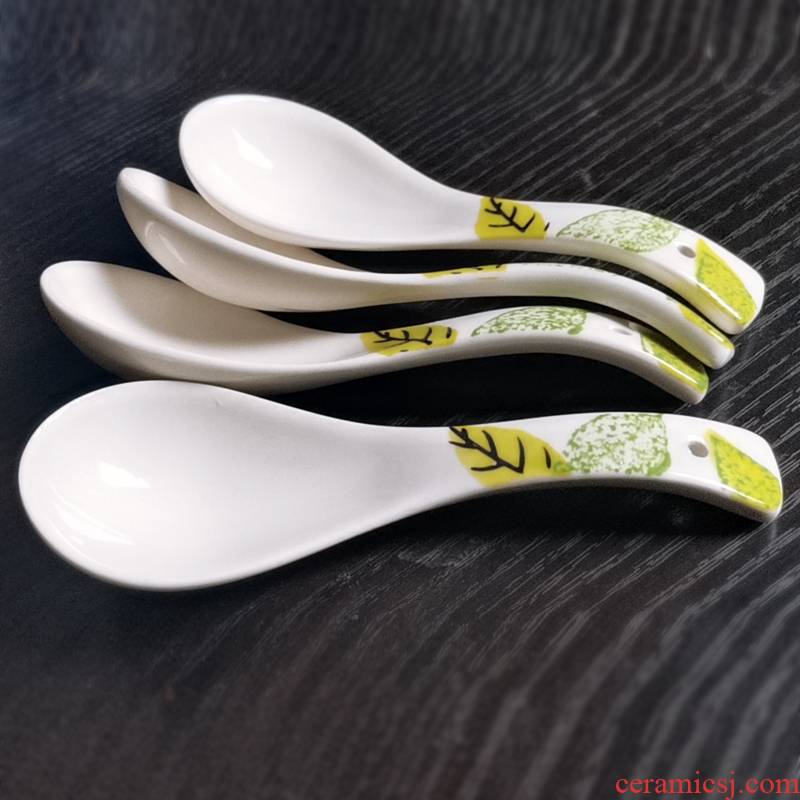 Little soup spoon, ceramic printing color spoons household utensils spoons