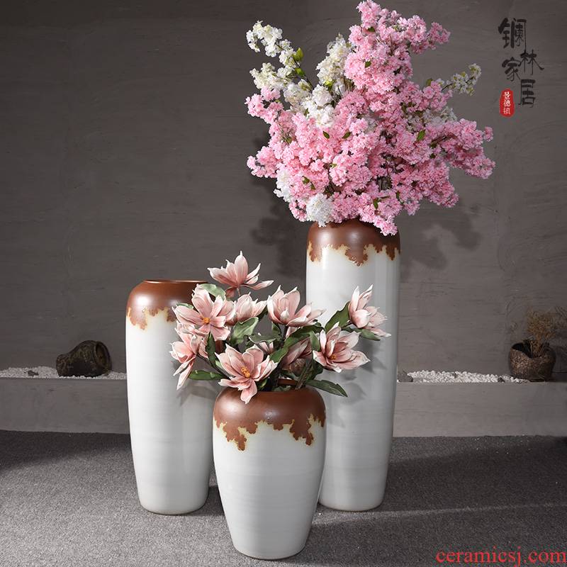 The Big vase landed sitting room lobby flower arranging place large Chinese style household adornment to heavy clay ceramic vase