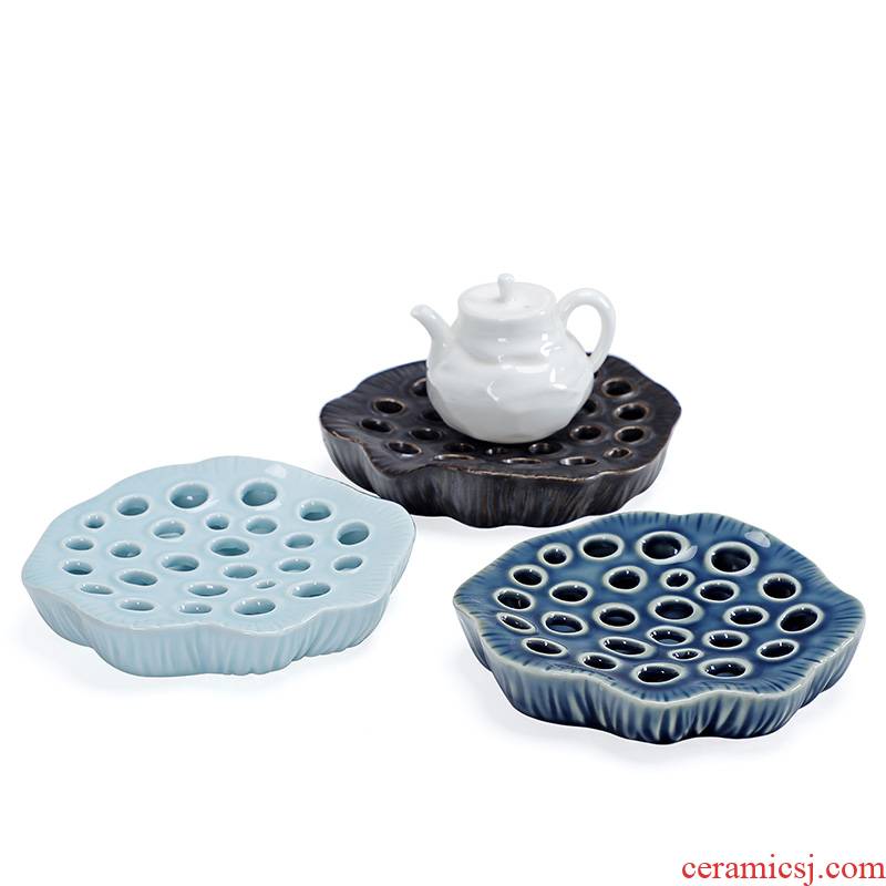 Porcelain heng tong ceramic lotus tea pot bearing pad household kung fu tea set insulation pad tea accessories creative mat