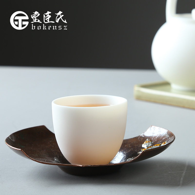 Dehua white porcelain biscuit firing without glaze 】 【 suet jade kung fu tea cups hat cup single ceramic tea cup master CPU