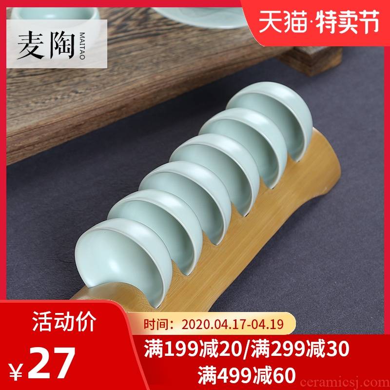 MaiTao tea cup rack shelf natural bamboo wood accessories kung fu tea zero with manual teacup coaster