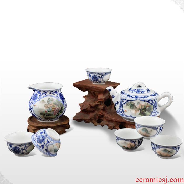 Offered home - cooked made in jingdezhen hand - made porcelain famille rose porcelain kung fu tea pot of tea taking jiangshan picturesque 】 【 sea