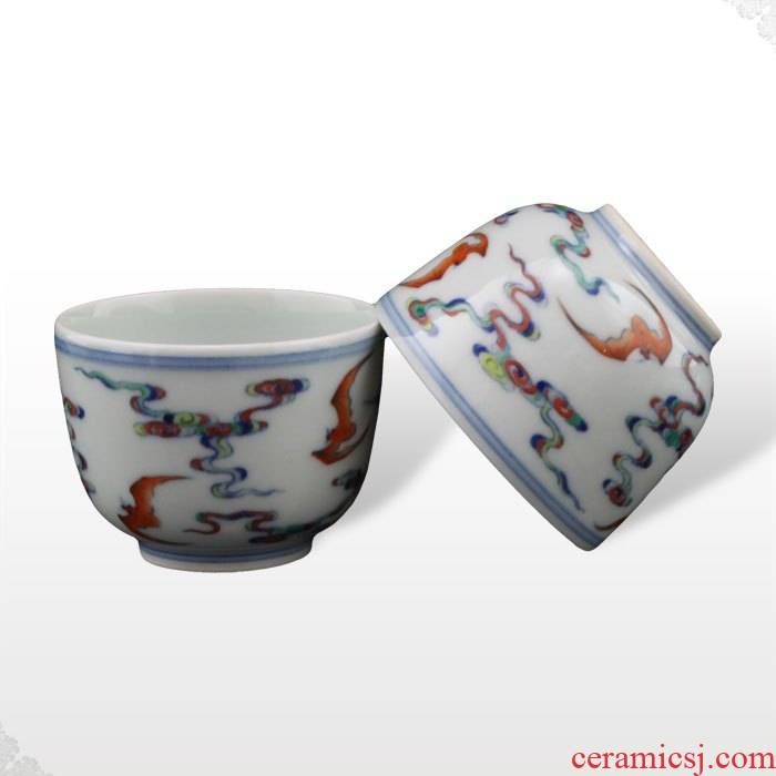 Offered home - cooked made in jingdezhen blue and white color bucket hand - made porcelain tea set sample tea cup cup glass bowl "lucky cloud"