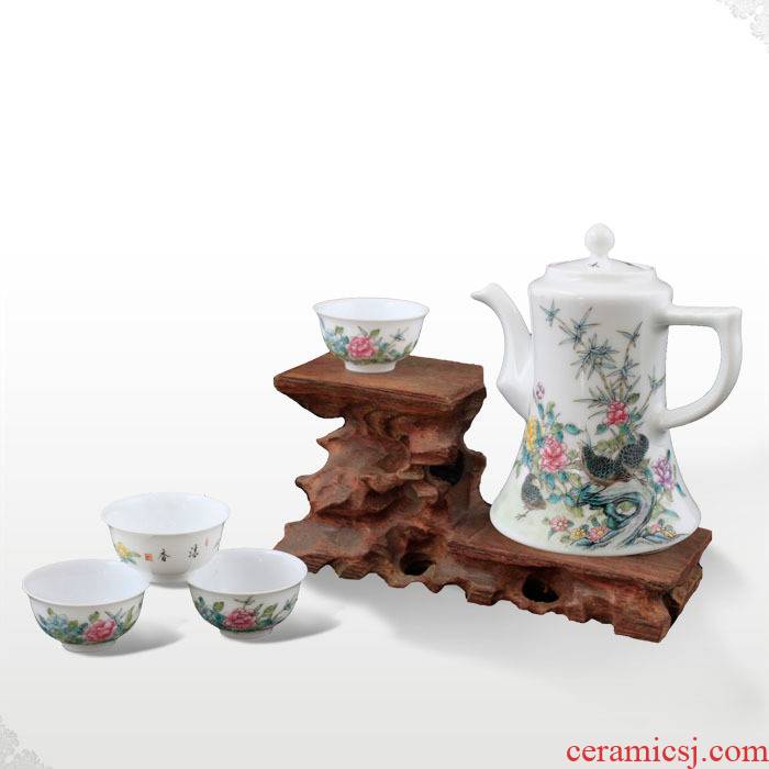 Offered home - cooked in jingdezhen hand - made famille rose porcelain kung fu tea pot cup wine suits for "happiness peace." "
