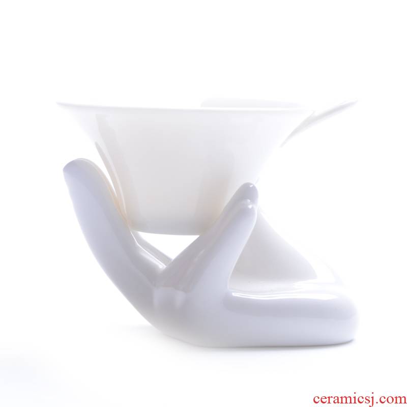 Xiang feng) tea strainer dehua white porcelain finger citron tea strainer) ceramic tea set ground parts