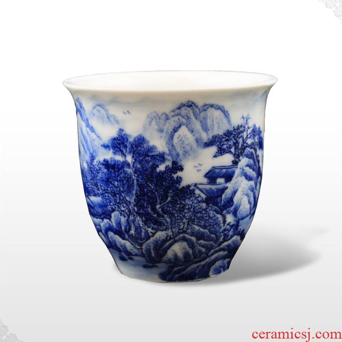 Offered home - cooked hand blue and white porcelain in jingdezhen porcelain tea set pressure hand cup bowl cups handless small glass by hand