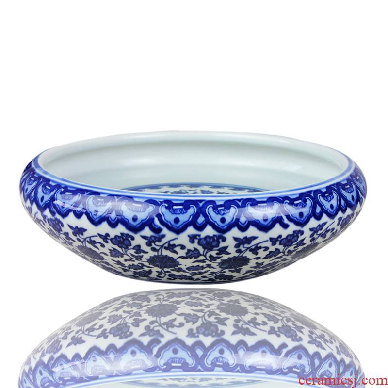Yg50 wrapped branch lotus goldfish bowl of blue and white porcelain of jingdezhen ceramics tortoise cylinder water lily bowl lotus flower pot fish bowl