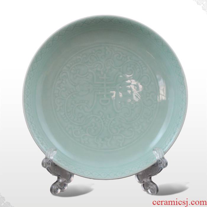 Offered home - cooked in jingdezhen glaze carving antique porcelain tableware food dish LIDS, hang dish yongkang 【 1 】