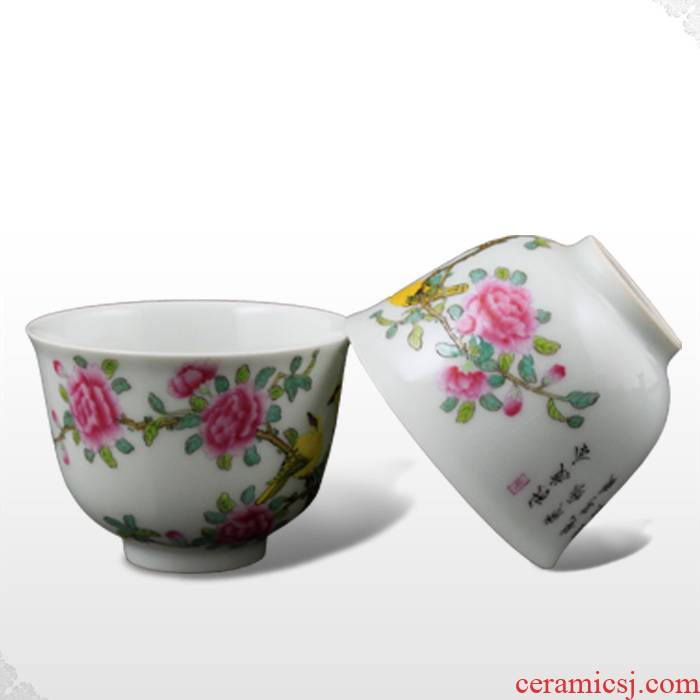 Offered home - cooked in jingdezhen porcelain tea set manual hand - made colored enamel cups of tea tea bowl, sample tea cup