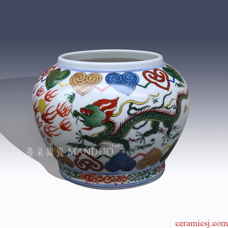 Jingdezhen imitation Ming xuande colorful flowers and birds can copy the Ming wanli five dragon grain fangming ceramic go to pot