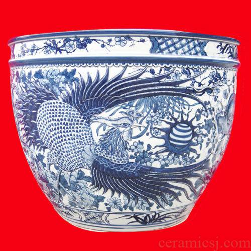 C124 jingdezhen ceramic aquarium water lily goldfish bowl lotus basin longfeng figure the tortoise to heavy cylinder large fish basin