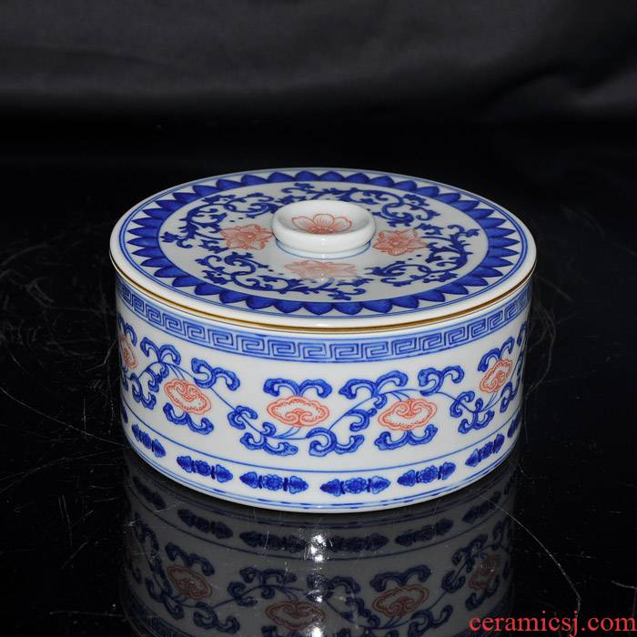 Offered home - cooked hand blue and white porcelain in jingdezhen tea caddy fixings storage tank tea cake "huaxia yong rui"