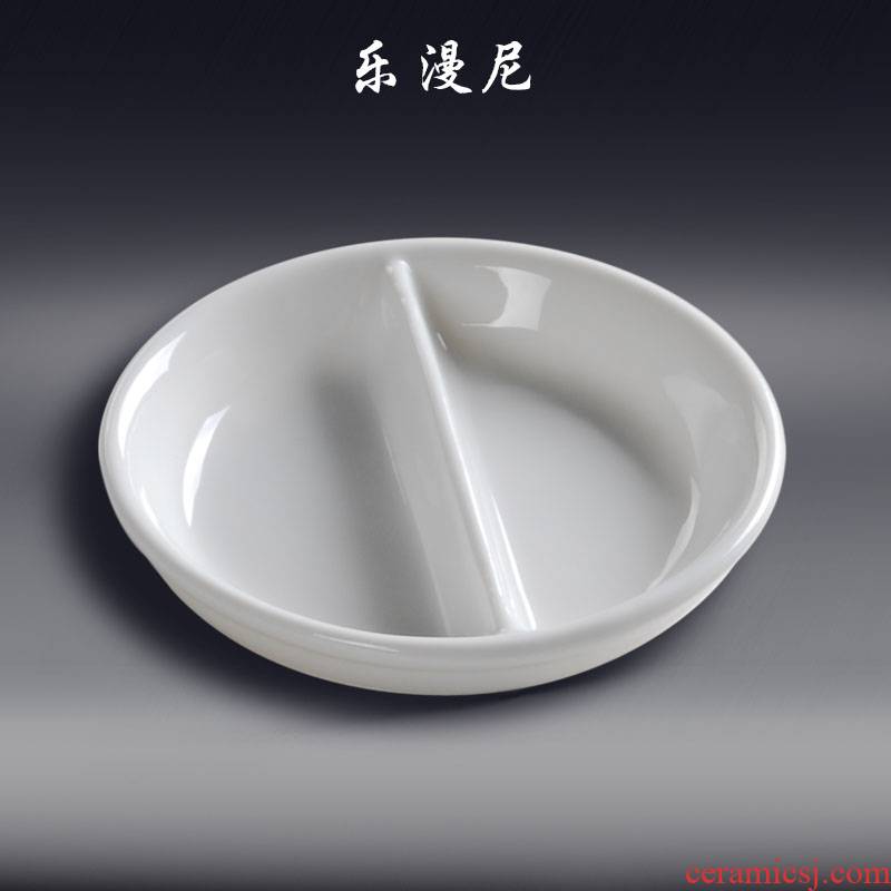 Le diffuse, - two lattice disc - soy sauce vinegar dish of pure white ceramic two hotel home hot pot seasoning disc