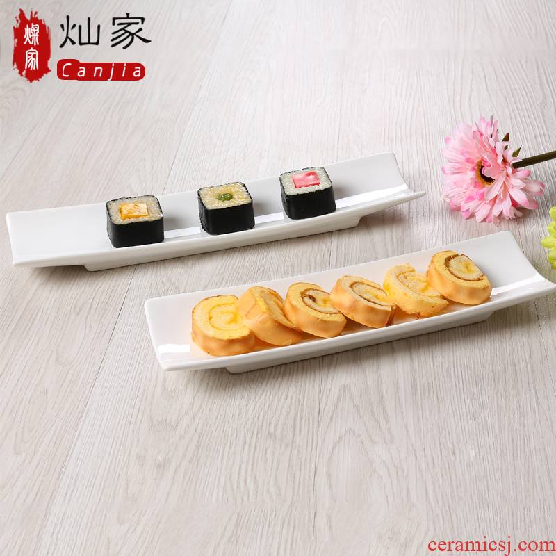 Ceramic rectangular plate sushi plate small never dish creative pure white wings dessert plate Japanese - style tableware plate