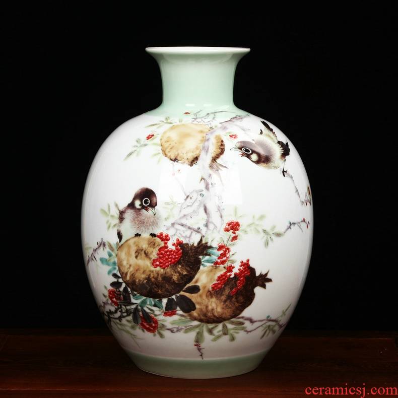The Master of jingdezhen ceramics Zhu Wu powder enamel prosperous prolong vase household handicraft furnishing articles sitting room