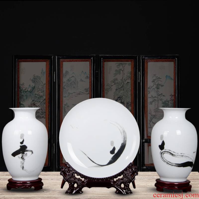 Jingdezhen ceramics zen three - piece floret bottle of flower arrangement, the sitting room of Chinese style household decorations crafts
