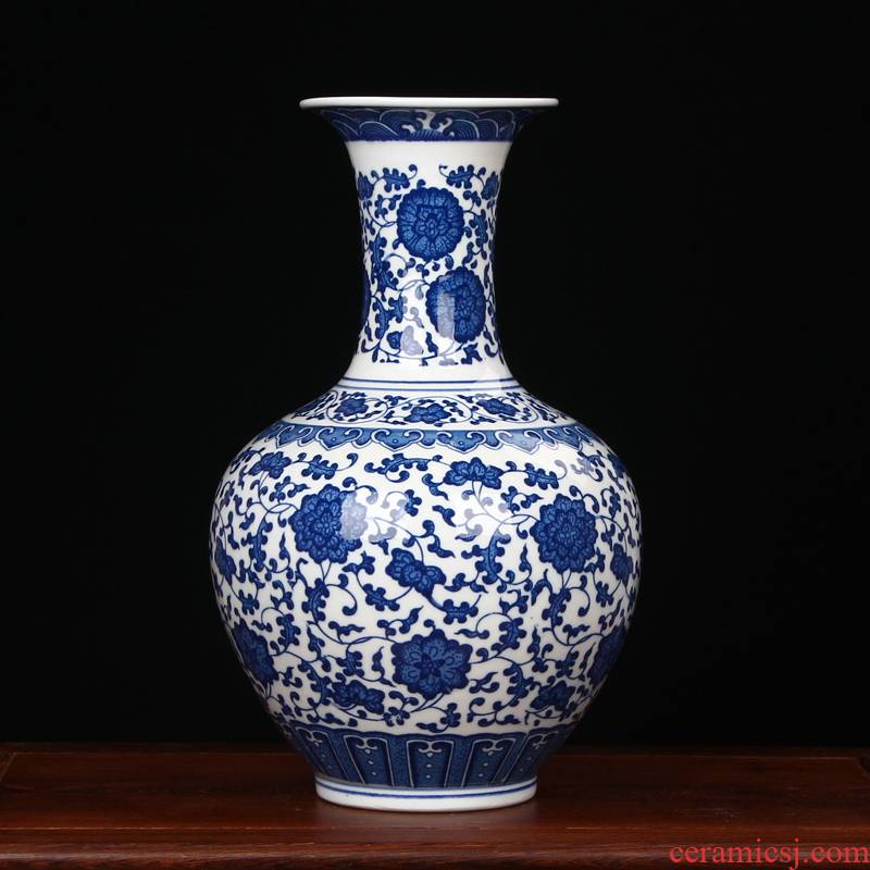 Antique blue and white porcelain in jingdezhen ceramics vase household adornment of I sitting room process fashion furnishing articles