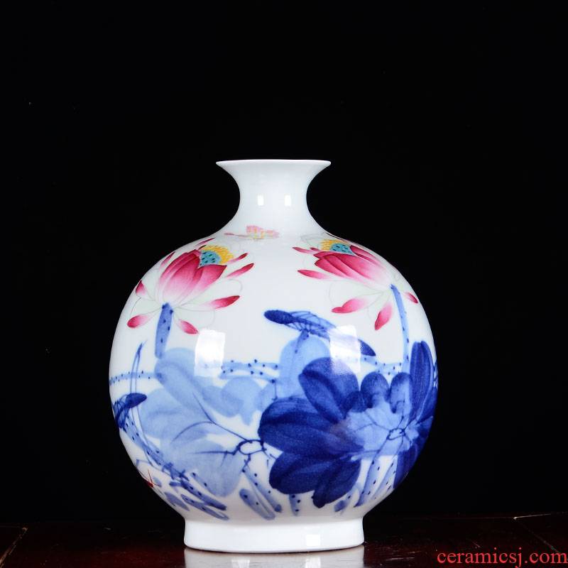 Famous master of jingdezhen ceramics hand - made vases, flower arranging is lotus rhyme Chinese style household adornment furnishing articles