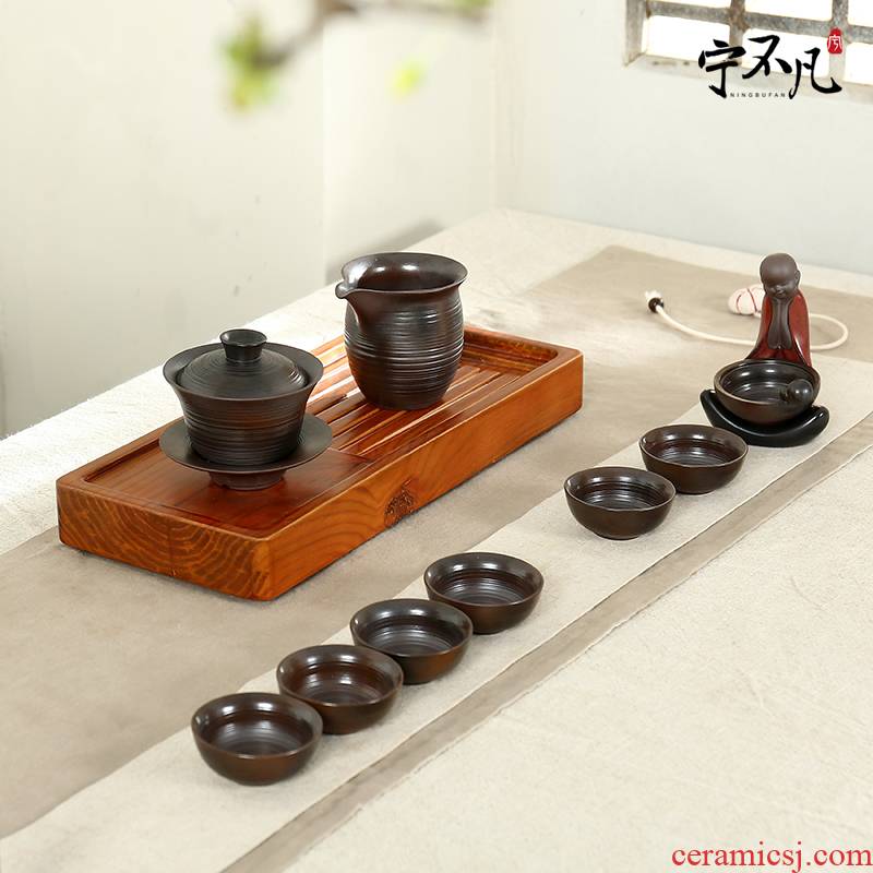 Ning uncommon tea firewood side bearing the lid to use pot of a complete set of kung fu tea set carbon ceramic follow the series