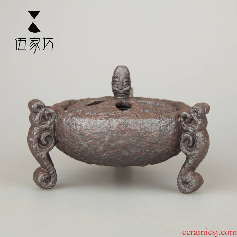 The Wu family workshop of Thai three legs aroma stove craft iron glaze creative censer there are antique furnishing articles at home