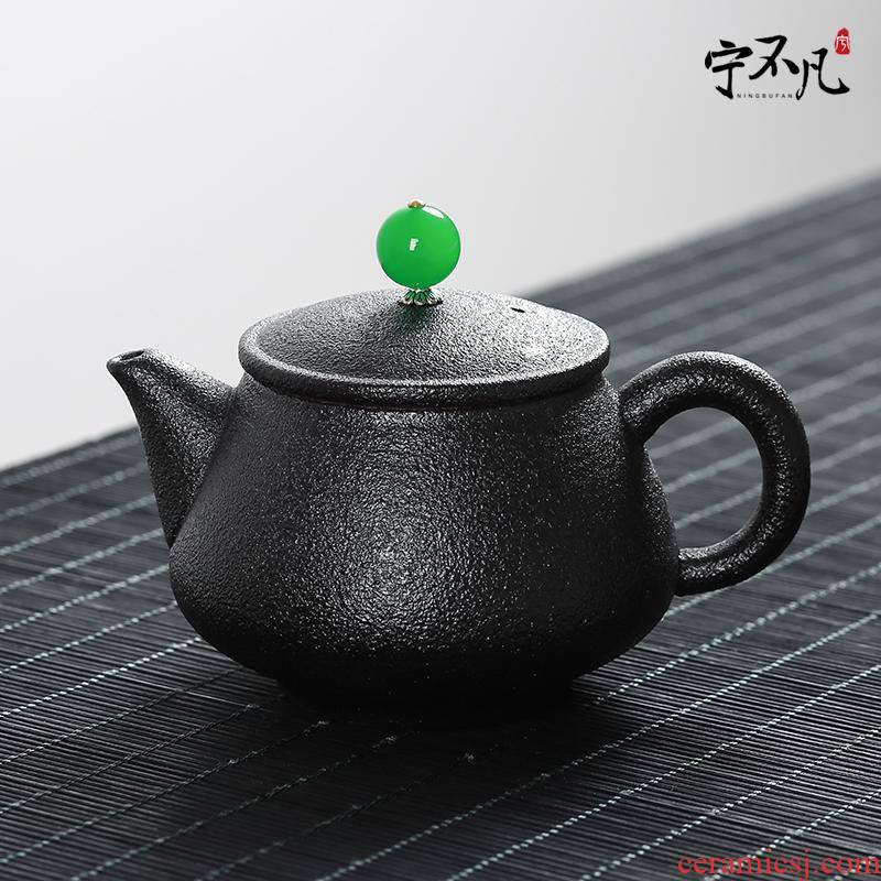 Ning the ordinary Japanese black pottery ceramic teapot kung fu tea tea black zen wind mill sand particles