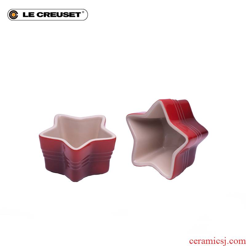 France cool color LE CREUSET stoneware pentagram baked pot gift 2 sets desserts creative lovely cherry red