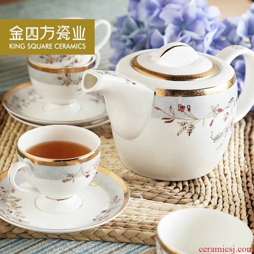 The quartet ipads China tea set little golden rings embossed gold 13 head cup teapot cups and saucers kungfu tea set