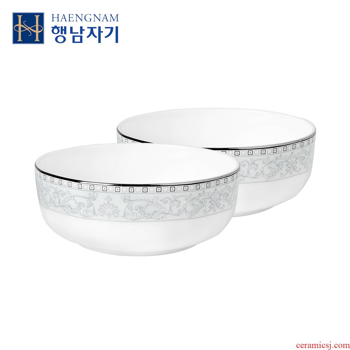 HAENGNAM Han Guoxing south China rural 5 "eight arrises soup bowl 2 only glair ipads porcelain tableware