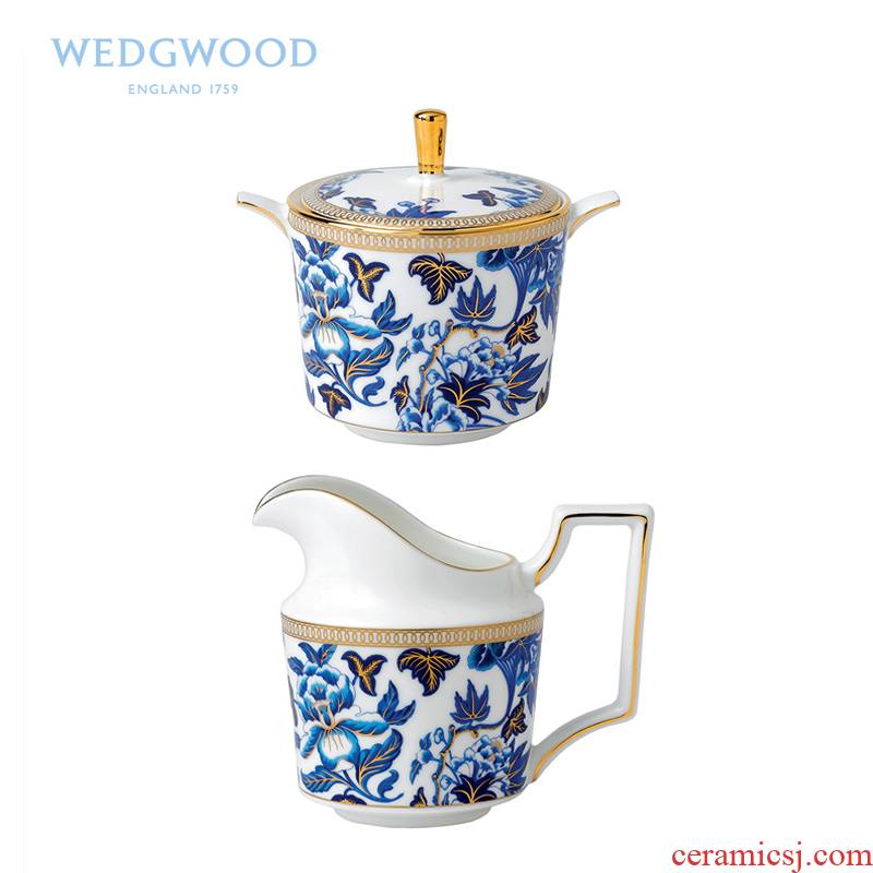 British Wedgwood Hibiscus Hibiscus ipads China milk sugar cylinder cylinder suit high - end coffee set
