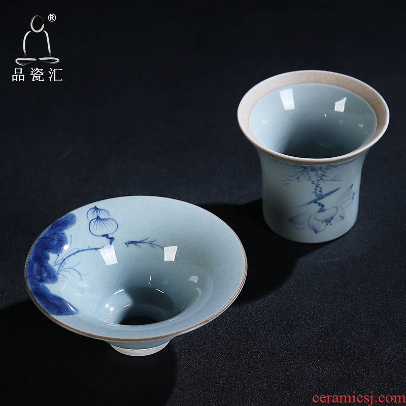The Product cyber space antique glaze porcelain remit hand - made porcelain) kung fu tea tea tea accessories large filter
