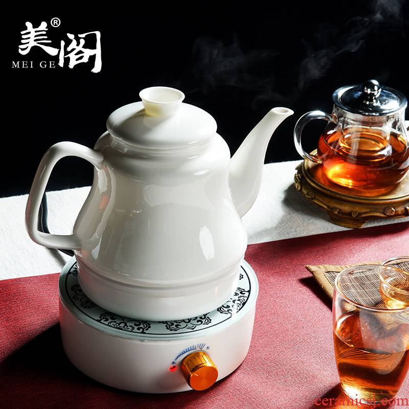 The cabinet household contracted dehua white porcelain tea set ceramic water boiling tea is tea stove water boiler heating furnace The teapot