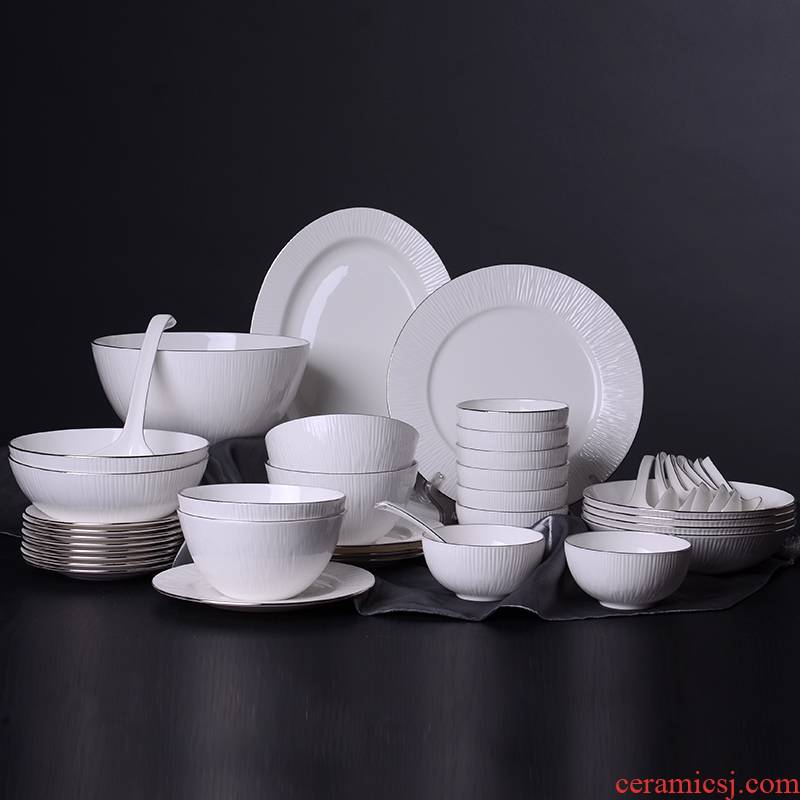 Gold sifang platinum grass household creative practical 42 pieces of ipads China tableware suit ceramic dishes suit the dish