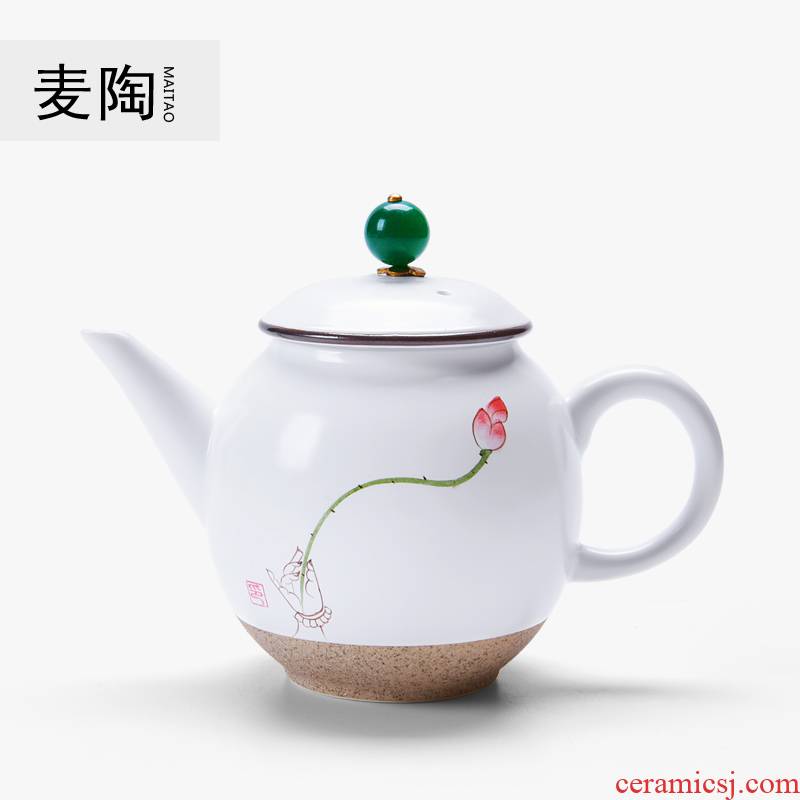 MaiTao hand - made ceramic teapot tea cups sea up white pottery clay sample tea cup kung fu tea cup coarse pottery teapot