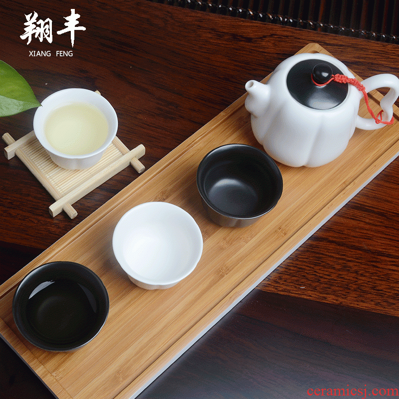 Xiang feng is suing travel portable kung fu tea sets white porcelain car travel tea set the teapot teacup portable package