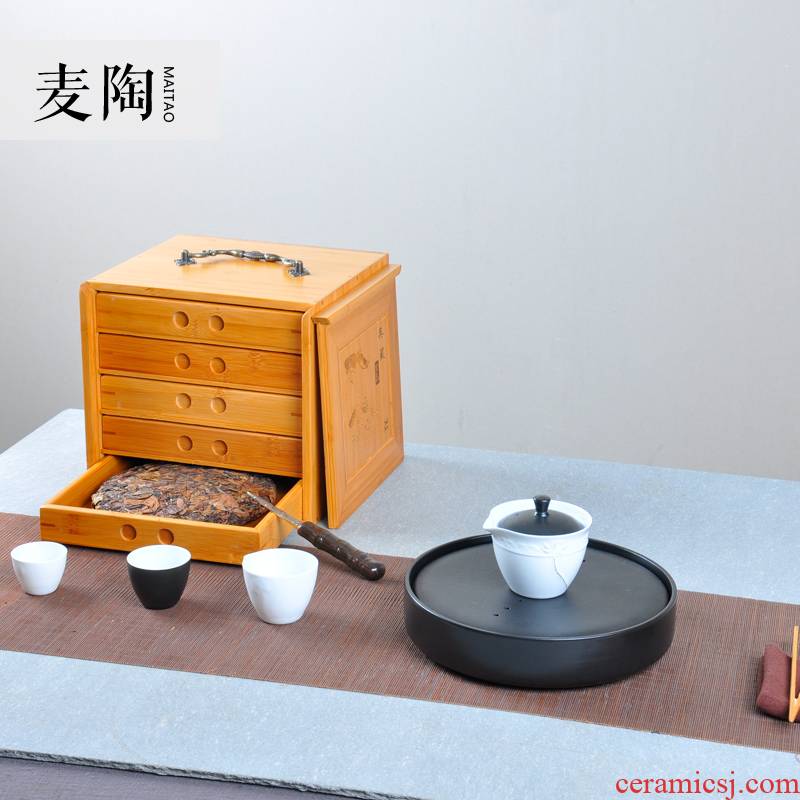 MaiTao checking bamboo tea cake box points tea tea tray box saucer dish kung fu tea accessories tea taking with zero