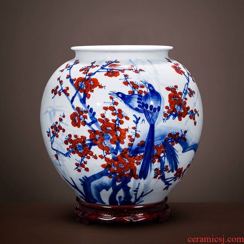 Jingdezhen porcelain vase furnishing articles on Chinese famous master hand - made pot - bellied as cans xi lintel tip home sitting room adornment