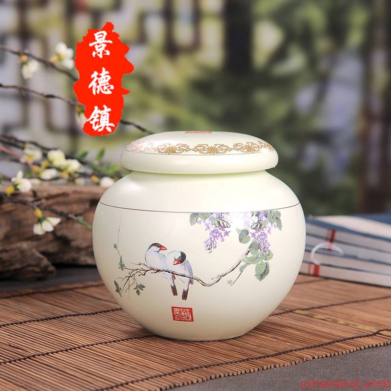 The System of jingdezhen ceramic caddy fixings medium sealed tank storage tank work tea box of ceramic tea pot