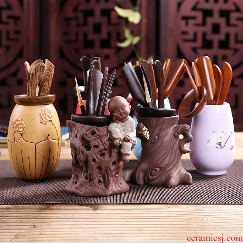 ZongTang tea six gentleman ceramic hand - made annatto violet arenaceous coarse pottery wings ebony kung fu tea accessories furnishing articles