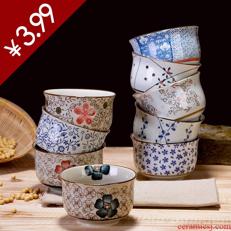 The use of a single meal jingdezhen Japanese under the glaze made pottery bowls tableware suit millet rice Bowl Bowl soup Bowl