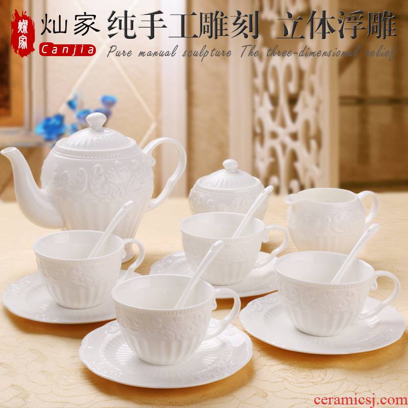 Ou 15 head ceramic tea sets ceramic coffee cup embossed coffee cup English afternoon tea tea set